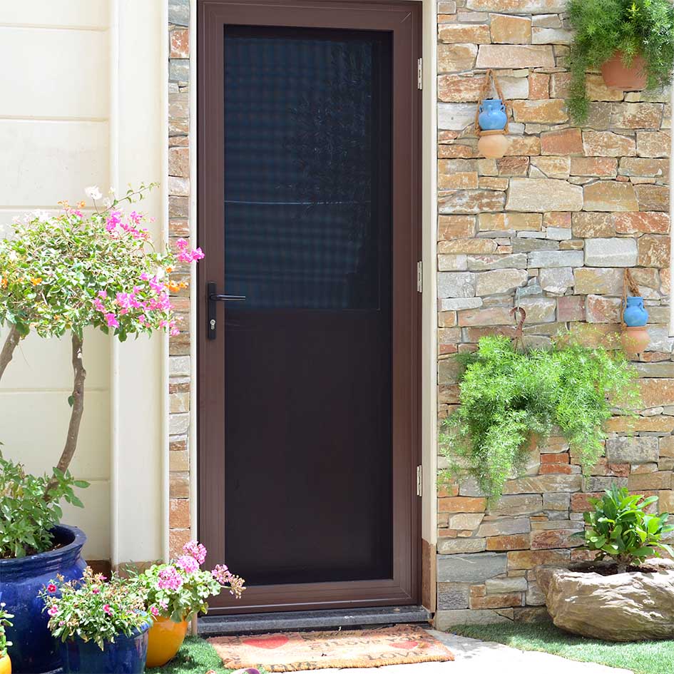 HD Brown Palm HInged Door Security